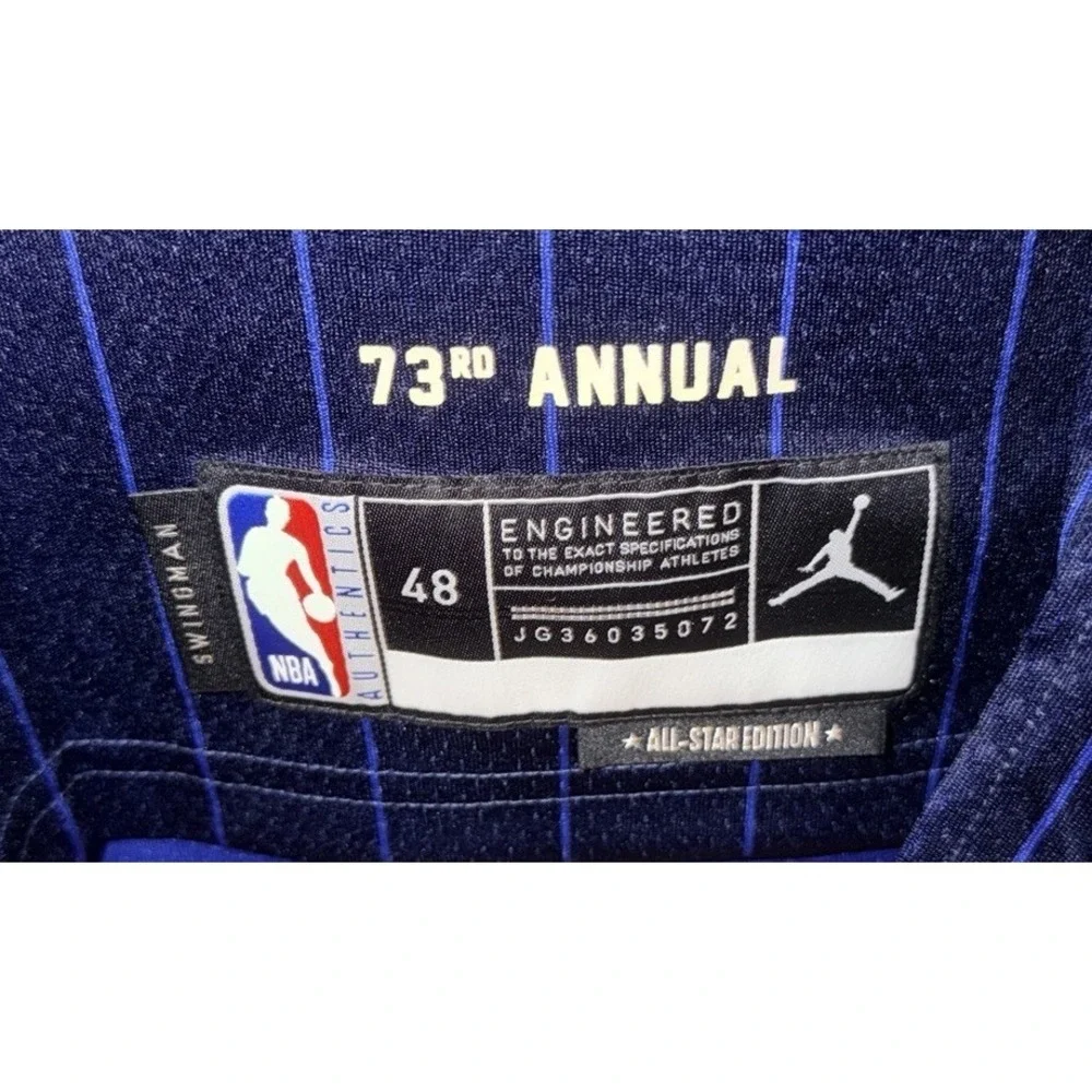 Men's LeBron James #23 NBA All-Star Jersey Blue Pinstripe Nike Dri-FIT Size L